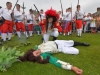 Mandatory Credit: ROWLAND WHITE/PRESSEYE
Event: Royal Black Sham Fight at Scarva
Date: 13th July 2013
Caption: The end game with King James 'dead'